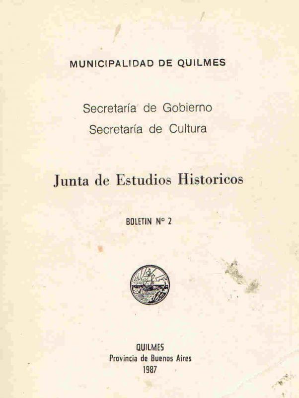 Boletín N°2.  Junta de Estudios Históricos de Quilmes.